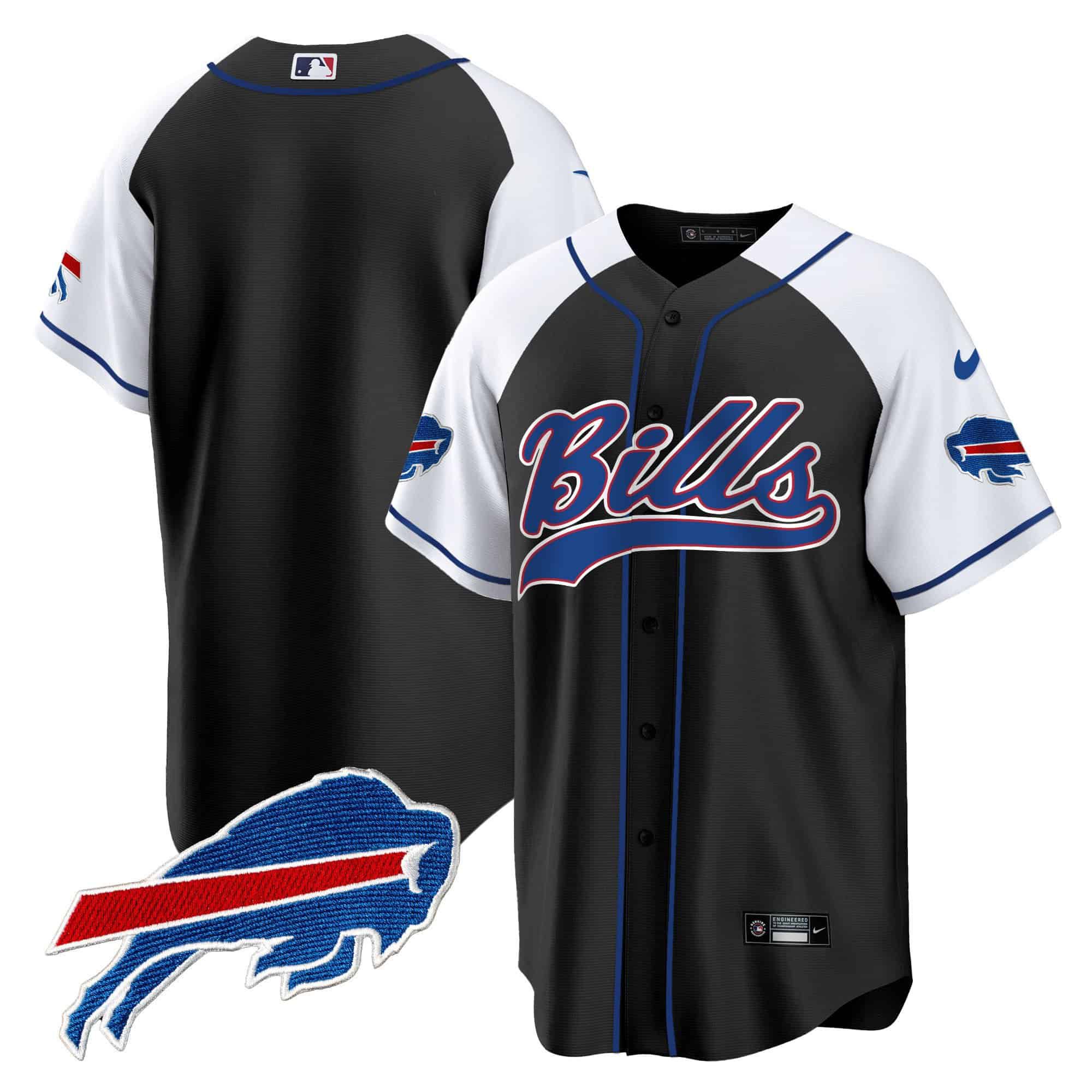 Men Buffalo Bills Blank Black 2024 Nike Baseball Game NFL Jersey style 1